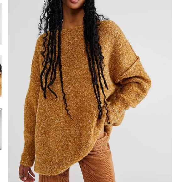 Free People Women's Moira Wool-Blend Slouchy Tunic Sweater Honeycomb Sz XL - Picture 4 of 14